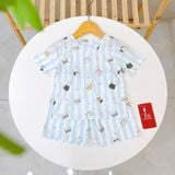  Bộ đùi bé trai Tencel Lycra mỏng mát lạnh Lá Homewear A268, bộ cộc tay cho bé mặc hè hình khủng long gấu trúc phi hành 