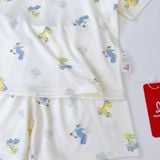  Bộ đùi bé trai Tencel Lycra mỏng mát lạnh Lá Homewear A268, bộ cộc tay cho bé mặc hè hình khủng long gấu trúc phi hành 