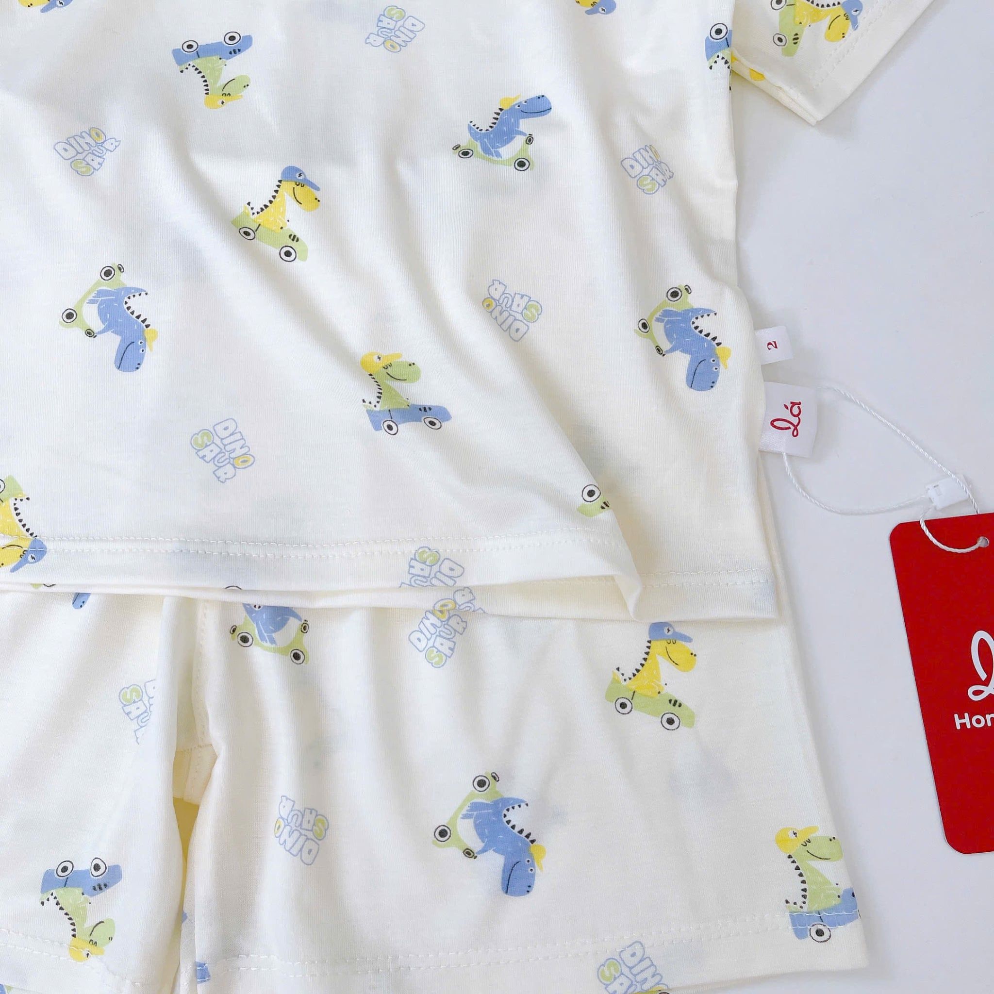  Bộ đùi bé trai Tencel Lycra mỏng mát lạnh Lá Homewear A268, bộ cộc tay cho bé mặc hè hình khủng long gấu trúc phi hành 