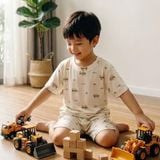  Bộ đùi bé trai Tencel Lycra mỏng mát lạnh Lá Homewear A268, bộ cộc tay cho bé mặc hè hình khủng long gấu trúc phi hành 