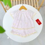  Bộ cộc tay bé gái Lá Homewear A395, bộ đùi cho bé gái vải tencel lycra mềm mỏng mát 