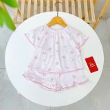  Bộ cộc tay bé gái Lá Homewear A395, bộ đùi cho bé gái vải tencel lycra mềm mỏng mát 