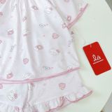  Bộ cộc tay bé gái Lá Homewear A395, bộ đùi cho bé gái vải tencel lycra mềm mỏng mát 