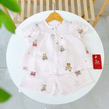  Bộ cộc tay bé gái xô cotton Lá Homewear A256 babydoll mặc hè mát, đồ bộ đùi cho bé dễ thương 