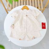  Bộ cộc tay bé gái xô cotton Lá Homewear A256 babydoll mặc hè mát, đồ bộ đùi cho bé dễ thương 