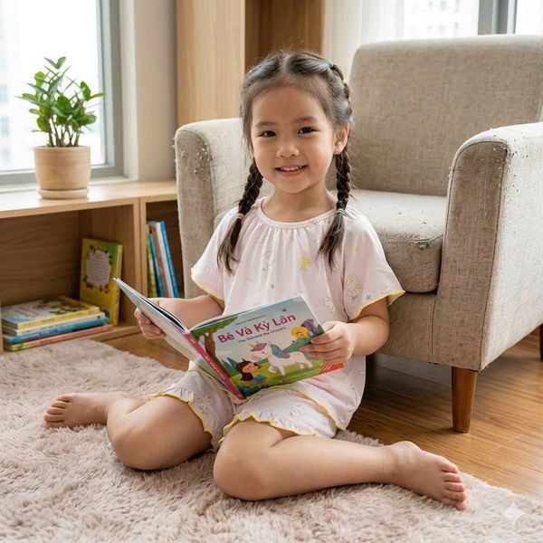  Bộ cộc tay bé gái Lá Homewear A395, bộ đùi cho bé gái vải tencel lycra mềm mỏng mát 