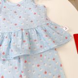  Bộ hai dây bé gái quần lửng xô muslin Lá Homewear A279, bộ đồ hè bé gái mát nhẹ dễ thương áo dây xòe quần suông 