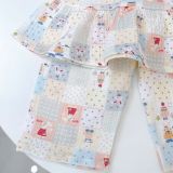  Bộ hai dây bé gái quần lửng xô muslin Lá Homewear A279, bộ đồ hè bé gái mát nhẹ dễ thương áo dây xòe quần suông 