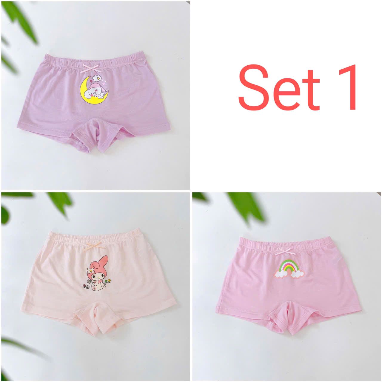  Quần chip đùi bé gái 95% Modal sợi Sồi Lá Homewear A392, combo 3 quần lót trẻ em gái cinnamorol 