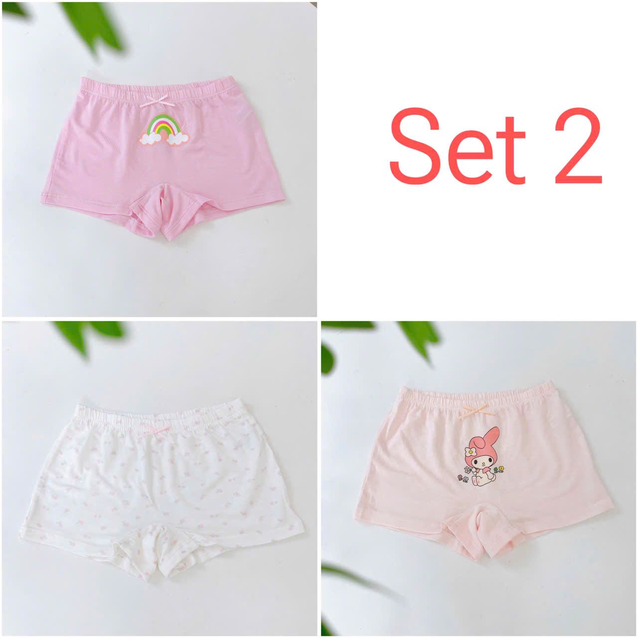  Quần chip đùi bé gái 95% Modal sợi Sồi Lá Homewear A392, combo 3 quần lót trẻ em gái cinnamorol 