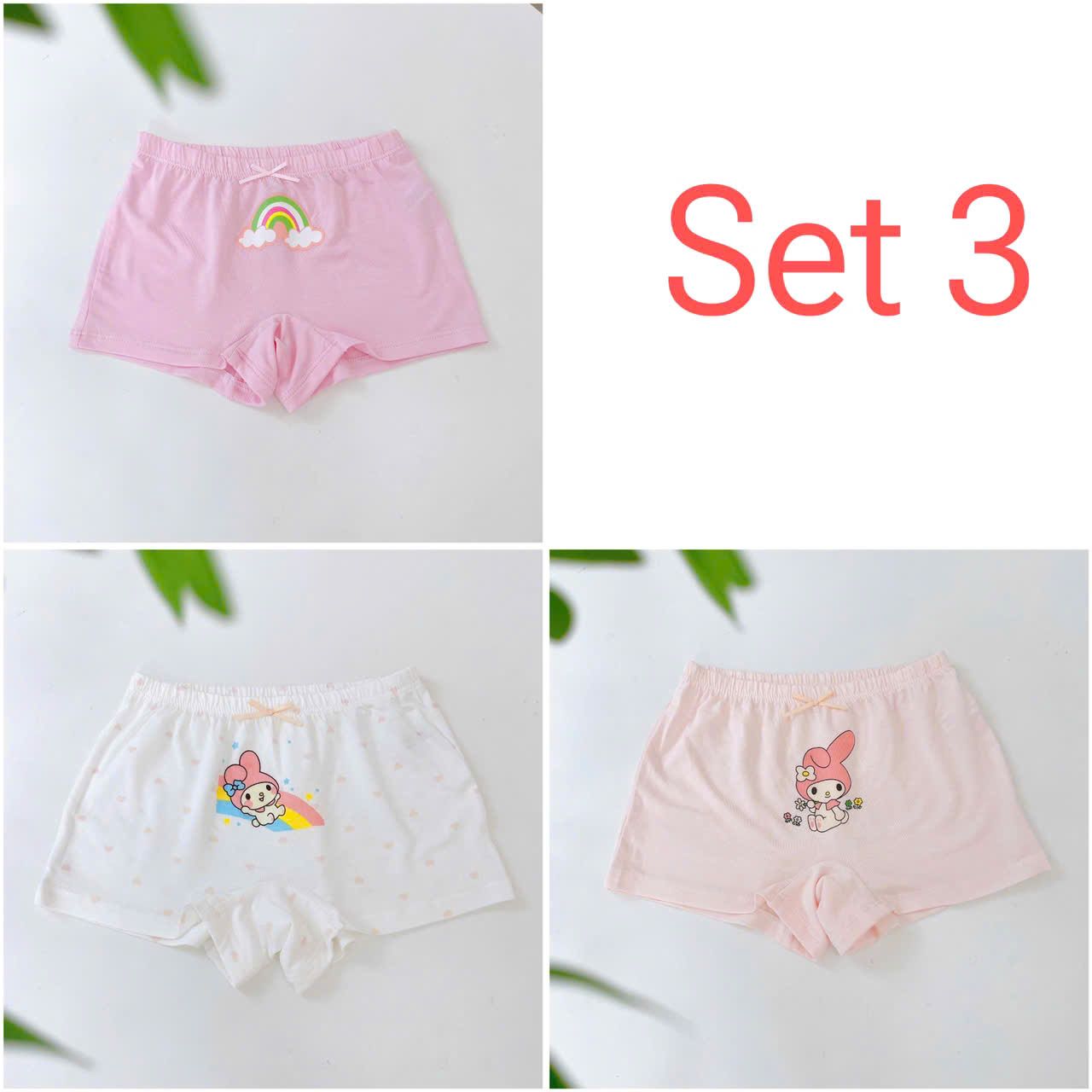  Quần chip đùi bé gái 95% Modal sợi Sồi Lá Homewear A392, combo 3 quần lót trẻ em gái cinnamorol 