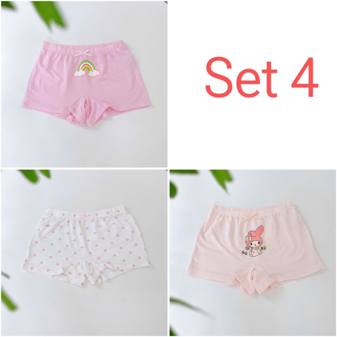  Quần chip đùi bé gái 95% Modal sợi Sồi Lá Homewear A392, combo 3 quần lót trẻ em gái cinnamorol 
