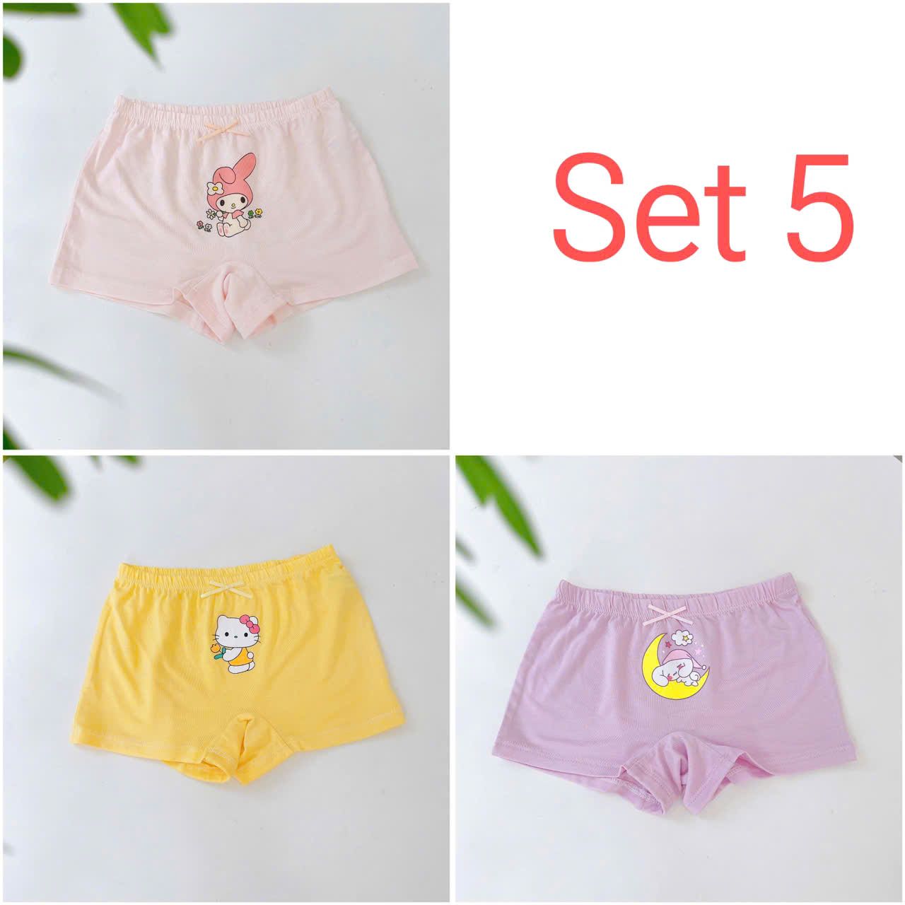  Quần chip đùi bé gái 95% Modal sợi Sồi Lá Homewear A392, combo 3 quần lót trẻ em gái cinnamorol 