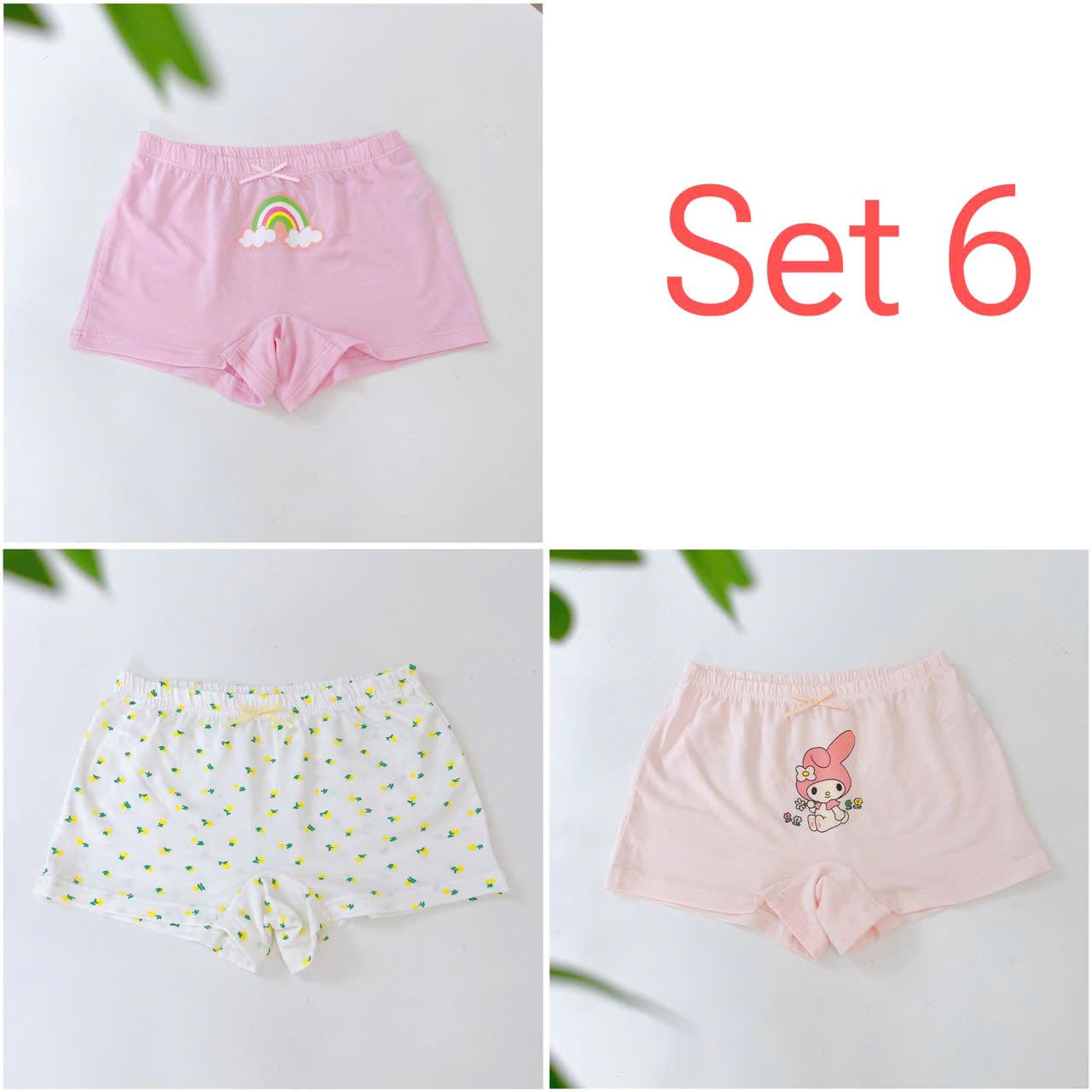  Quần chip đùi bé gái 95% Modal sợi Sồi Lá Homewear A392, combo 3 quần lót trẻ em gái cinnamorol 