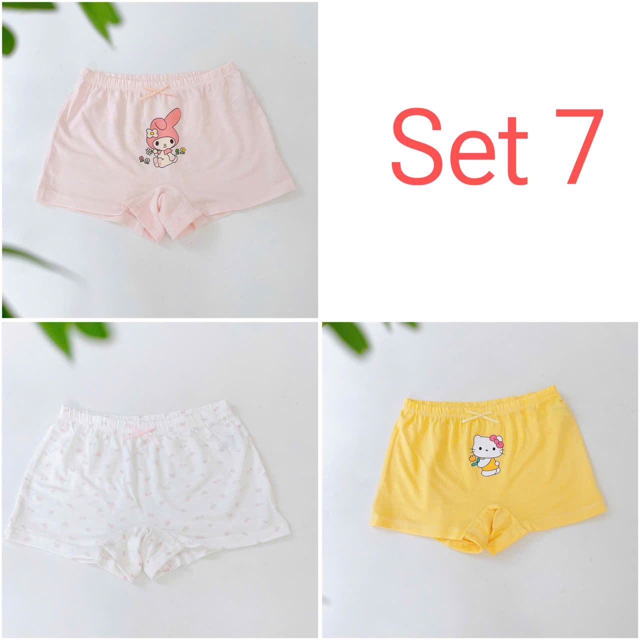  Quần chip đùi bé gái 95% Modal sợi Sồi Lá Homewear A392, combo 3 quần lót trẻ em gái cinnamorol 