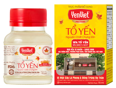 Tổ Yến Nguyên Chất Chưng Sẵn vị Mật Cây Lá Phong & Đông Trùng Hạ Thảo (18% Tổ Yến)