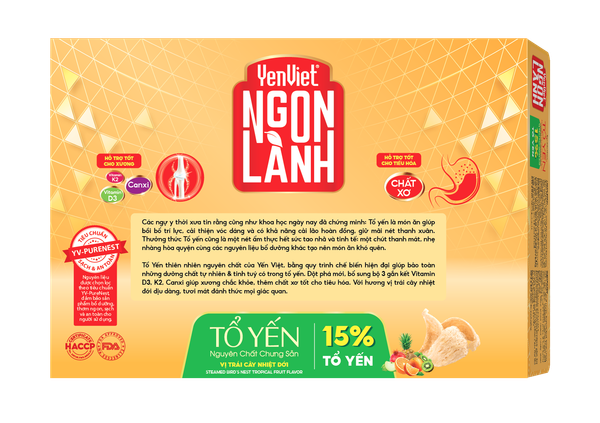 Tổ Yến Nguyên Chất Chưng Sẵn Yenviet Ngon Lành Vị Trái Cây Nhiệt Đới (15% Tổ Yến) - Hộp 06 lọ x 70ml