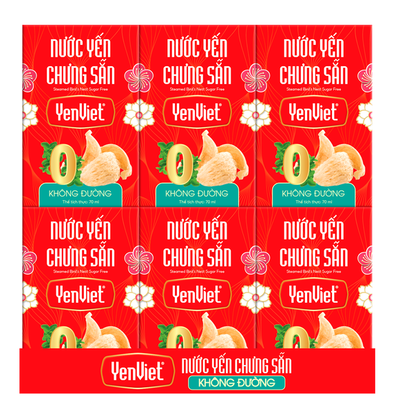 Nước Yến Chưng Sẵn Không Đường [Khay 06 lọ - 70ml]