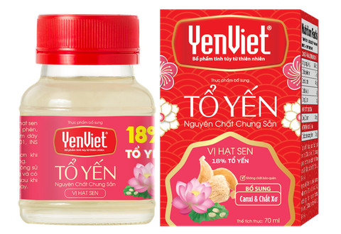 Tổ Yến Nguyên Chất Chưng Sẵn Vị Hạt Sen (18% Tổ Yến) - Khay 06 Lọ x 70ml
