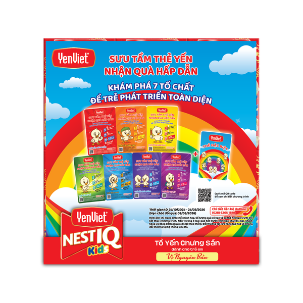 Tổ Yến Chưng Sẵn Trẻ Em Nest IQ Vị Nguyên Bản (18% Tổ Yến) [Khay 06 lọ - 70ml]