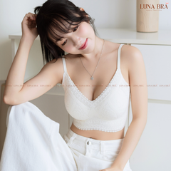 Áo lót cao cấp Bra ren lụa thêu hoa Luna Bra - Al034