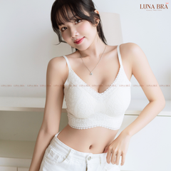 Áo lót cao cấp Bra ren lụa thêu hoa Luna Bra - Al034