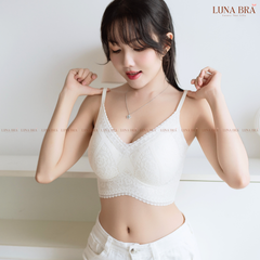 Áo lót cao cấp Bra ren lụa thêu hoa Luna Bra - Al034