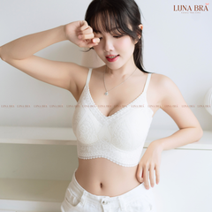 Áo lót cao cấp Bra ren lụa thêu hoa Luna Bra - Al034