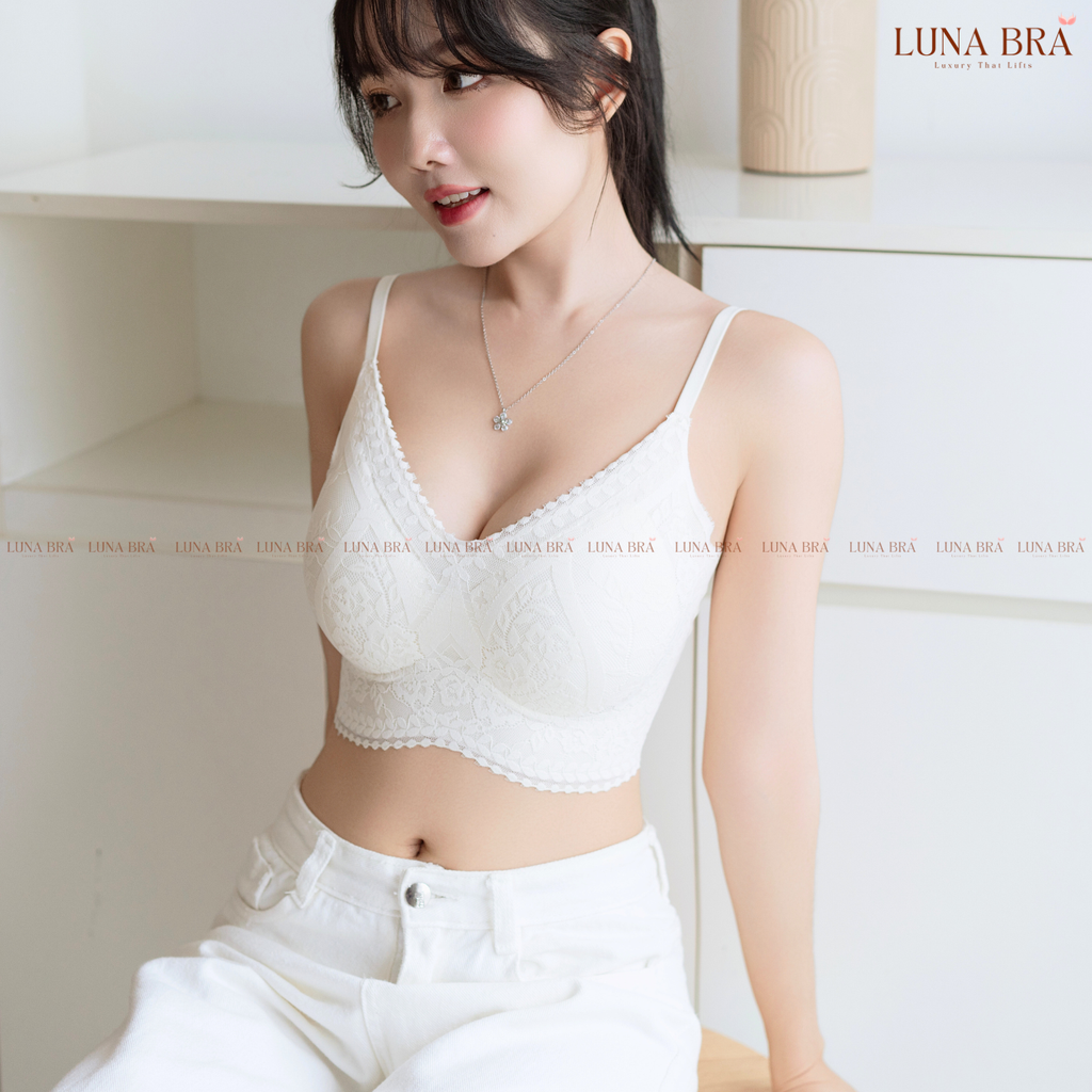 Áo lót cao cấp Bra ren lụa thêu hoa Luna Bra - Al034