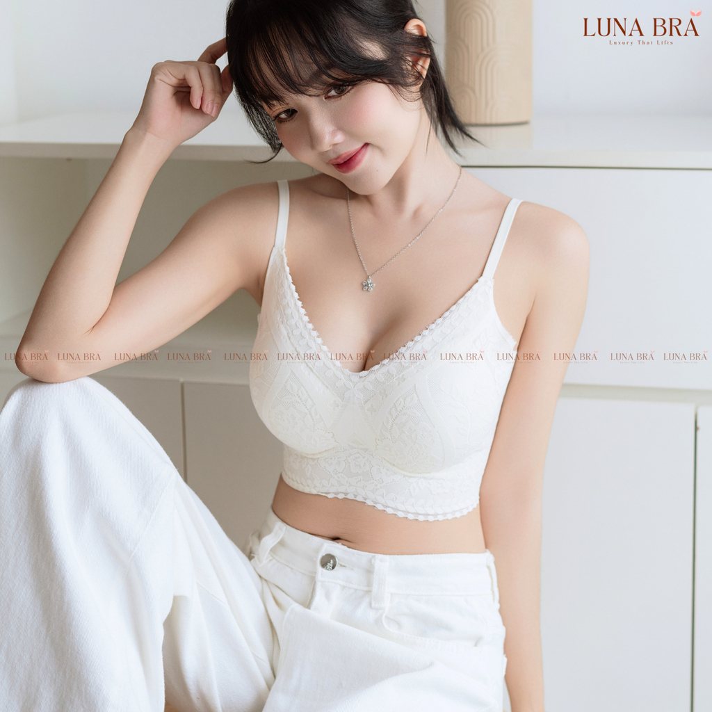 Áo lót cao cấp Bra ren lụa thêu hoa Luna Bra - Al034