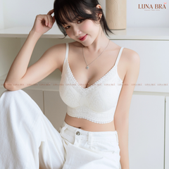 Áo lót cao cấp Bra ren lụa thêu hoa Luna Bra - Al034