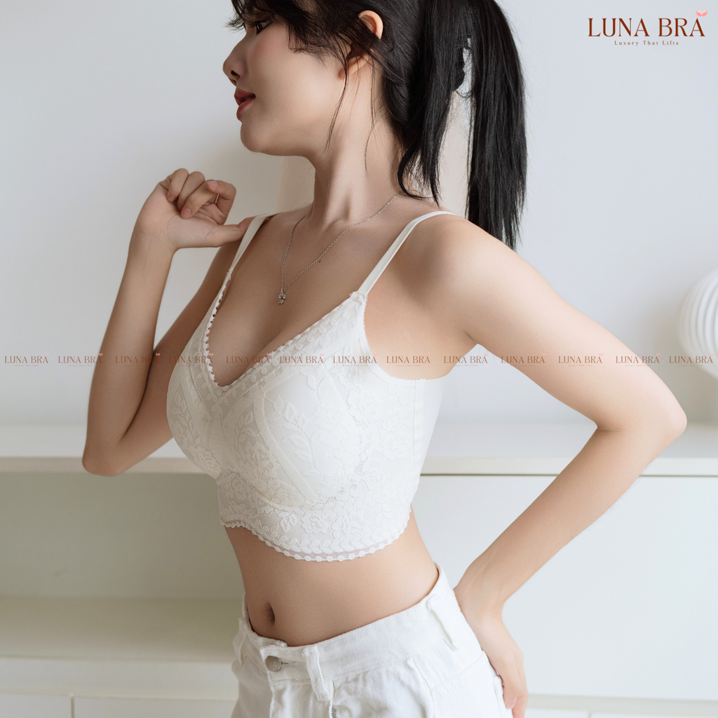 Áo lót cao cấp Bra ren lụa thêu hoa Luna Bra - Al034
