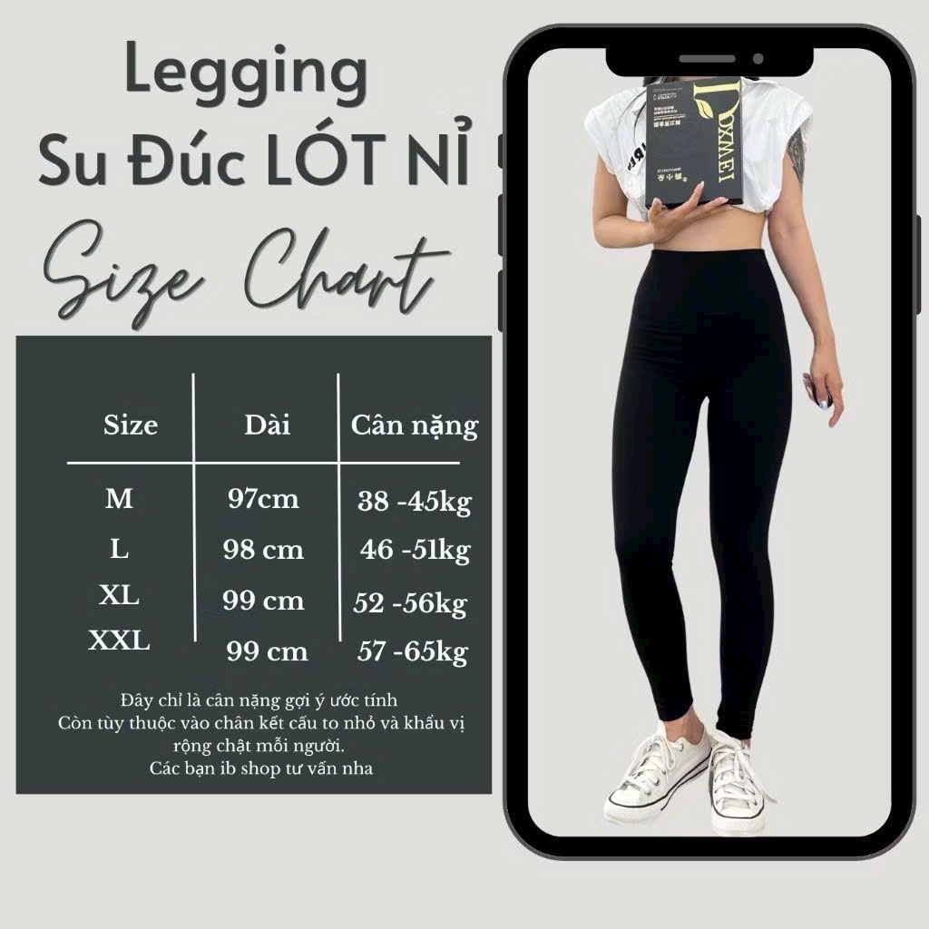 Quần legging  Đúc su lót nỉ 3D - Bản Nâng V3 - LG010