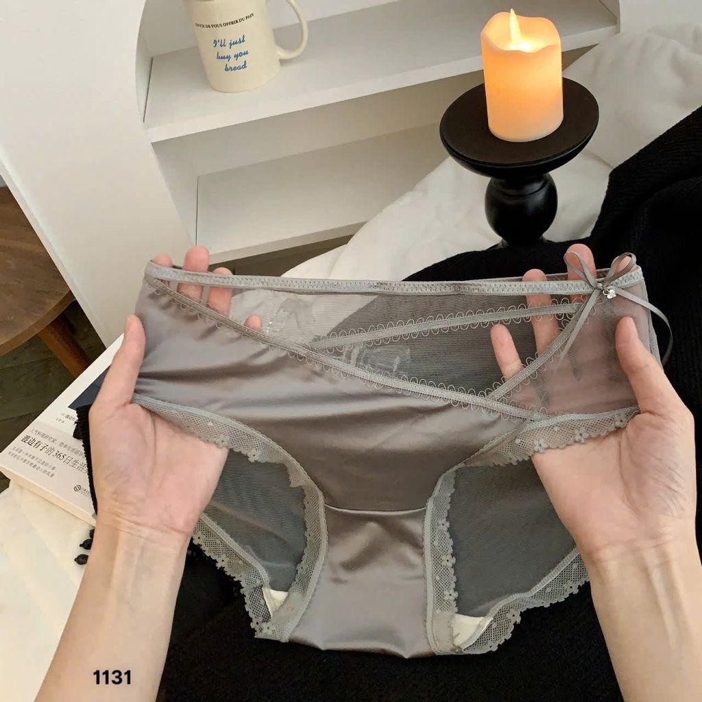 Set 5 Quần Lót Luna Bra QL017 Ren đính nơ mix lụa Satin cao cấp - Ql017