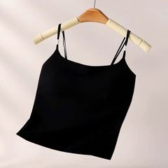 Áo hai dây đính cúc  su lanh cao cấp có sẵn mút nâng ngực 1cm - HD001