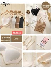 Áo hai dây đính cúc  su lanh cao cấp có sẵn mút nâng ngực 1cm - HD001