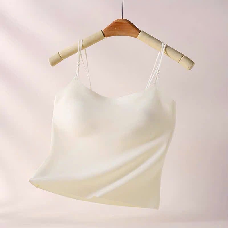 Áo hai dây đính cúc  su lanh cao cấp có sẵn mút nâng ngực 1cm - HD001