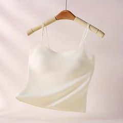 Áo hai dây đính cúc  su lanh cao cấp có sẵn mút nâng ngực 1cm - HD001