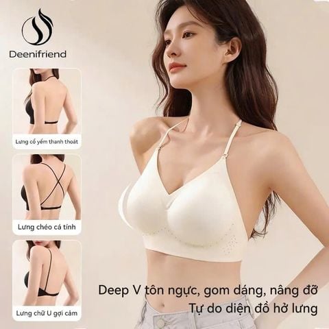 Áo lót Luna Bra đúc su cao cấp dây chéo, không gọng, hở lưng mút 1,5cm - Al059