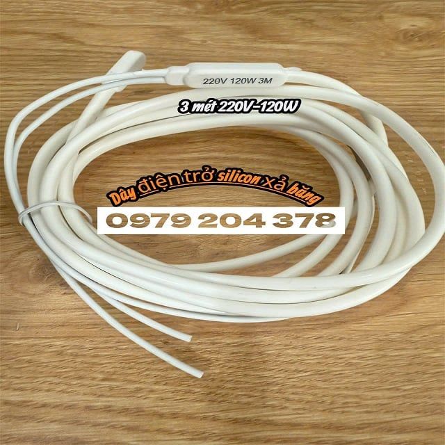 3 mét 220V- 120W Điện trở silicone tròn, trắng