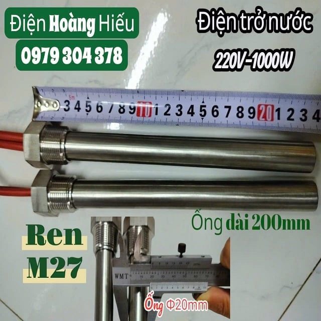 Ren M27, phi 20mm dài 200mm Điện trở đun nước 220V-1000W
