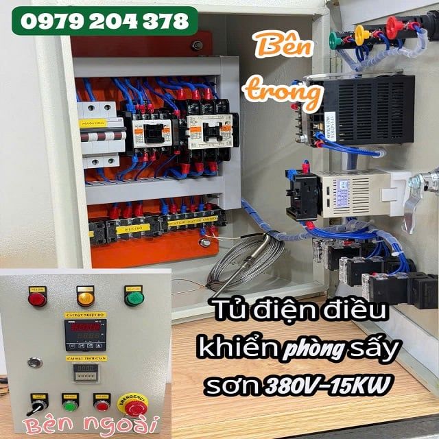 sấy sơn, áo xe máy tủ điện điều khiển phòng sấy 380V-15KW