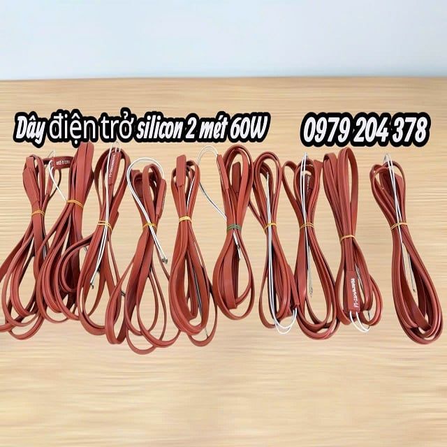 2 mét, 60W Dây điện silicon HQ xả băng cửa kho lạnh, sưởi ấm