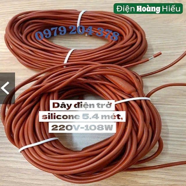 5.4mét, 108W -220V Dây điện silicon xả băng cửa kho lạnh, sưởi ấm