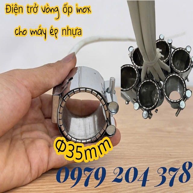 Phi 35mm, bản 40mm Điện trở vòng ốp Inox cho máy ép nhựa