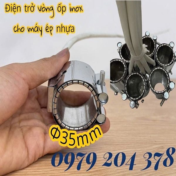  Phi 35mm, bản 40mm Điện trở vòng ốp Inox cho máy ép nhựa 