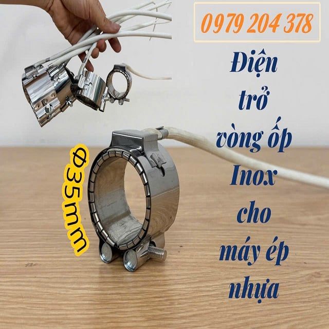 Phi 35mm, bản 40mm Điện trở vòng ốp Inox cho máy ép nhựa
