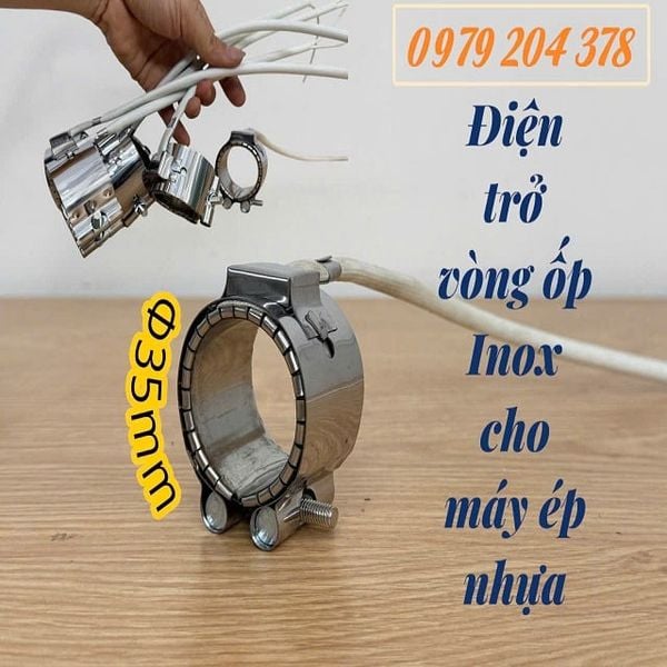  Phi 35mm, bản 40mm Điện trở vòng ốp Inox cho máy ép nhựa 