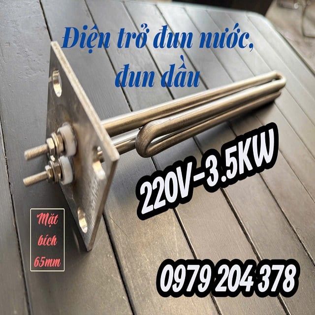 Mặt bích 65mm Điện trở đun nước, đun dầu 220V-3.5KW cho ngành thủy sản