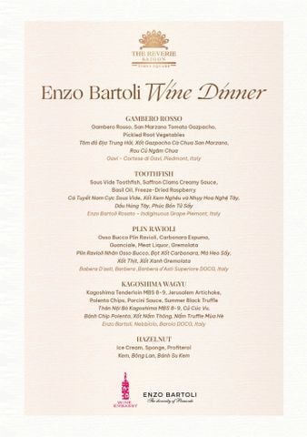Ticket -  ENZO BARTOLI WINE DINNER - TRẢI NGHIỆM TINH HOA Ý TẠI THE REVERIE SAIGON